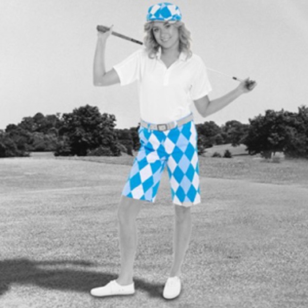 Royal & Awesome Women’s Blue Argyle Golf Shorts